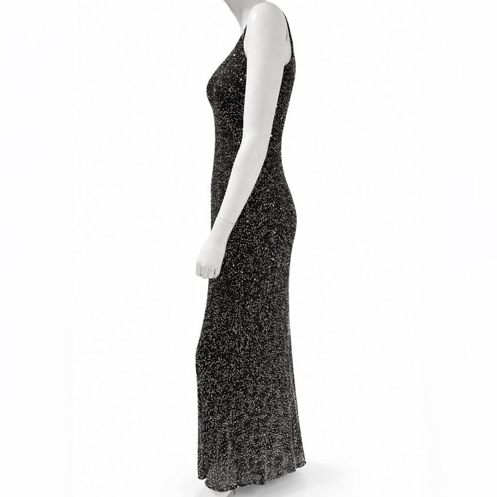 ✨Vintage Papell Boutique Silk Black Beaded Formal Maxi Dress Spaghetti Strap - Picture 5 of 7